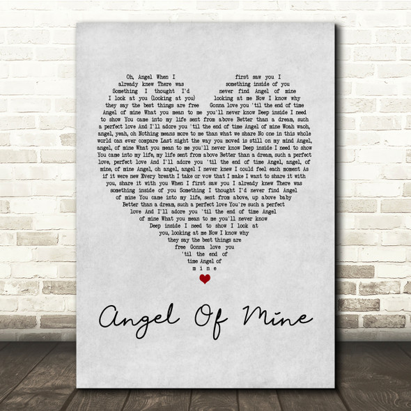 Eternal Angel Of Mine Grey Heart Song Lyric Quote Print