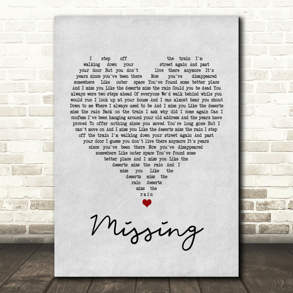 Everything But The Girl Missing Grey Heart Song Lyric Quote Print
