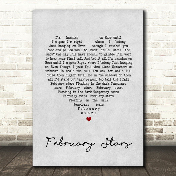 Foo Fighters February Stars Grey Heart Song Lyric Quote Print