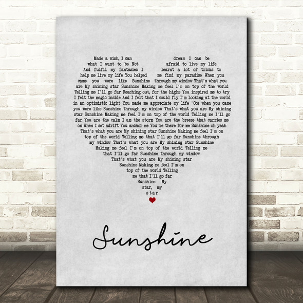 Gabrielle Sunshine Grey Heart Song Lyric Quote Print