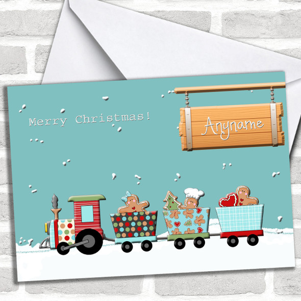 Gingerbread Train Personalized Christmas Card