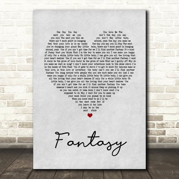 George Michael Fantasy Grey Heart Song Lyric Quote Print