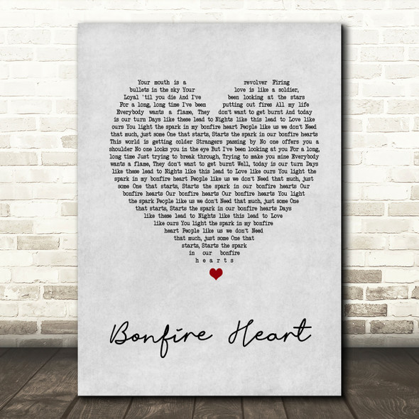 James Blunt Bonfire Heart Grey Heart Song Lyric Quote Print
