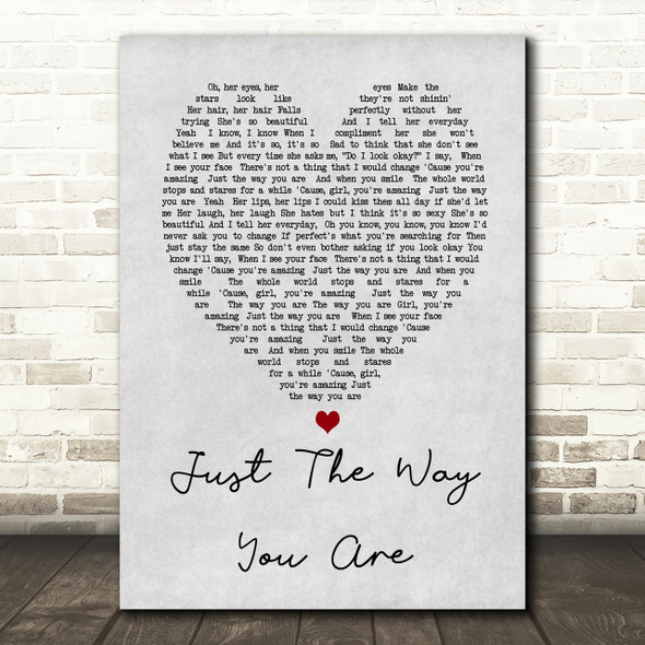 Just The Way You Are Bruno Mars Grey Heart Song Lyric Quote Print