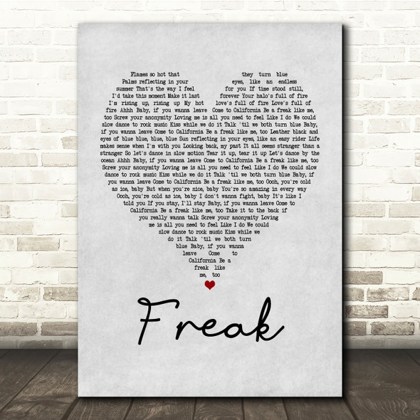 Lana Del Rey Freak Grey Heart Song Lyric Quote Print