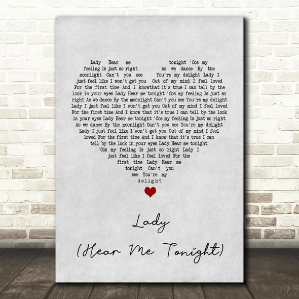 Modjo Lady (Hear Me Tonight) Grey Heart Song Lyric Quote Print