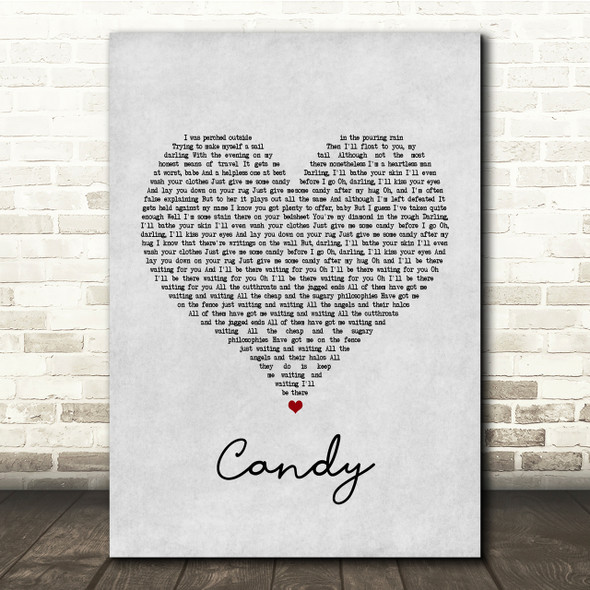 Paolo Nutini Candy Grey Heart Song Lyric Quote Print
