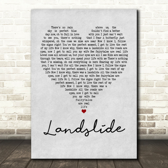 Ronan Keating Landslide Grey Heart Song Lyric Quote Print