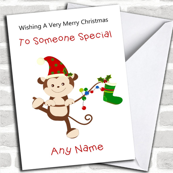 Cartoon Monkey Children's Personalized Christmas Card