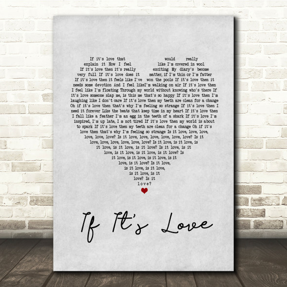 Squeeze If It's Love Grey Heart Song Lyric Quote Print