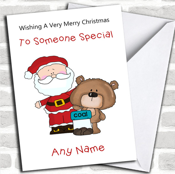 Cartoon Bear With Santa Children's Personalized Christmas Card