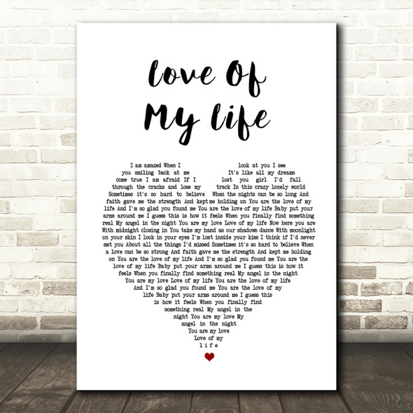 Jim Brickman Love Of My Life Heart Song Lyric Quote Print