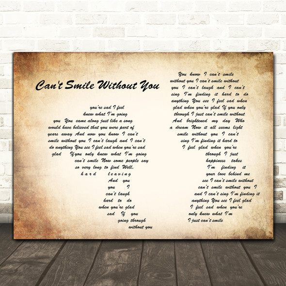 Barry Manilow Can't Smile Without You Man Lady Couple Song Lyric Quote Print