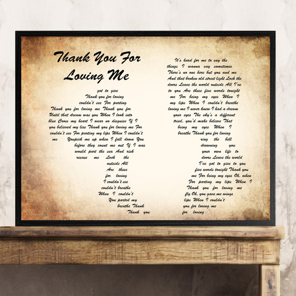 Bon Jovi Thank You For Loving Me Man Lady Couple Song Lyric Quote Print