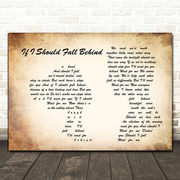 Bruce Springsteen If I Should Fall Behind Man Lady Couple Song Lyric Quote Print