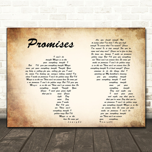 Calvin Harris and Sam Smith Promises Man Lady Couple Song Lyric Quote Print