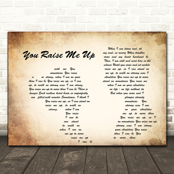 Josh Groban You Raise Me Up Man Lady Couple Song Lyric Quote Print