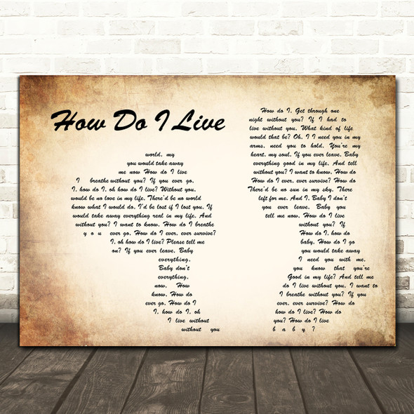 LeAnn Rimes How Do I Live Man Lady Couple Song Lyric Quote Print