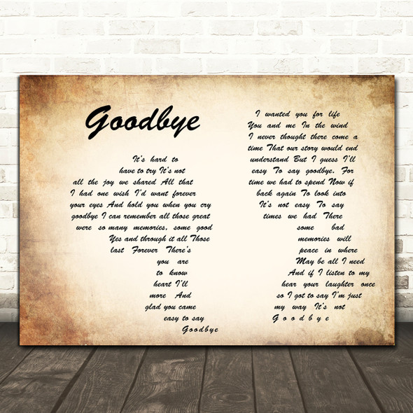 Lionel Richie Goodbye Man Lady Couple Song Lyric Quote Print