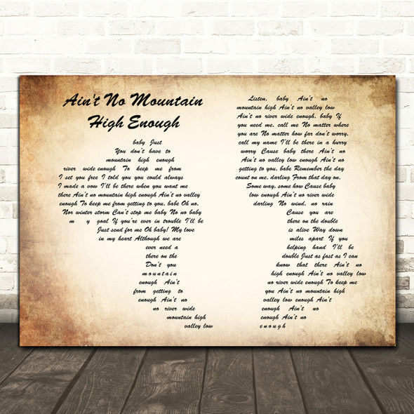 Marvin Gaye Ain't No Mountain High Enough Man Lady Couple Song Lyric Quote Print