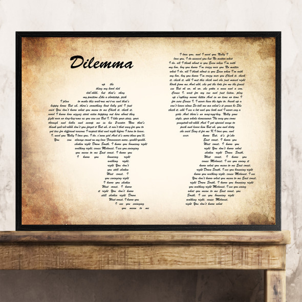 Nelly & Kelly Rowland Dilemma Man Lady Couple Song Lyric Quote Print