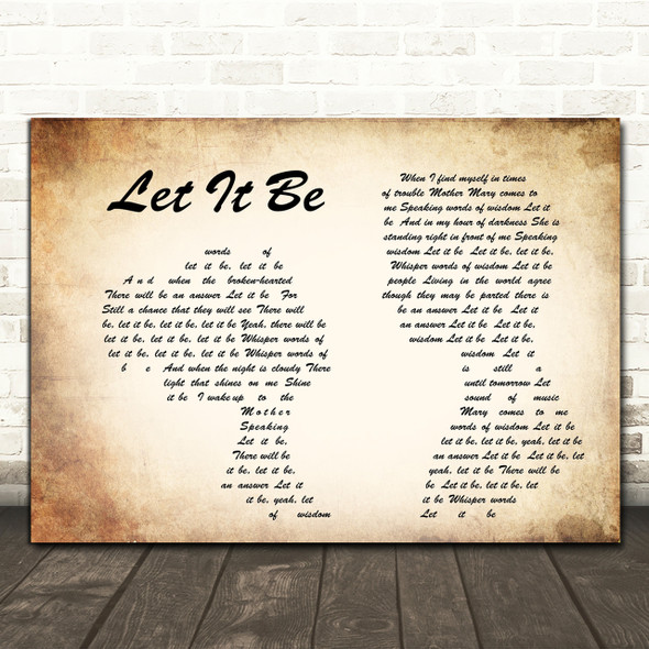 The Beatles Let It Be Man Lady Couple Song Lyric Quote Print