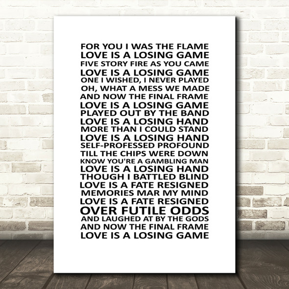 Amy Winehouse Love Is A Losing Game Song Lyric Quote Print