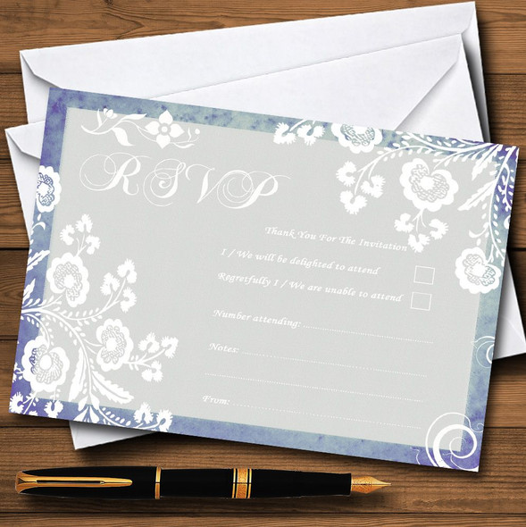 Rustic Blue Lace Personalized RSVP Cards