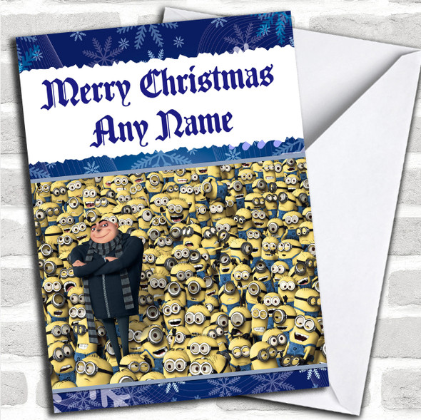 Despicable Me Blue Personalized Christmas Card