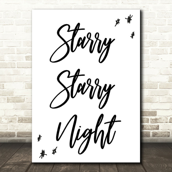 Vincent Starry Starry Night Song Lyric Quote Print