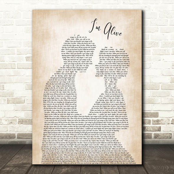 Celine Dion I'm Alive Song Lyric Man Lady Bride Groom Wedding Print