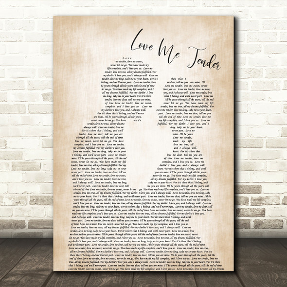 Elvis Presley Love Me Tender Man Lady Bride Groom Wedding Song Lyric Quote Print