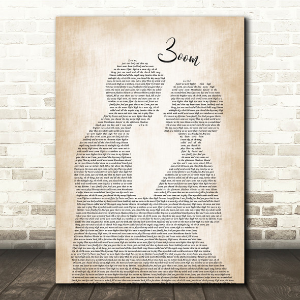 Fat Larry's Band Zoom Man Lady Bride Groom Wedding Song Lyric Quote Print
