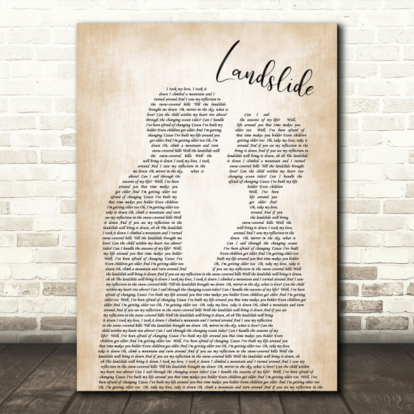 Fleetwood Mac Landslide Song Lyric Man Lady Bride Groom Wedding Print