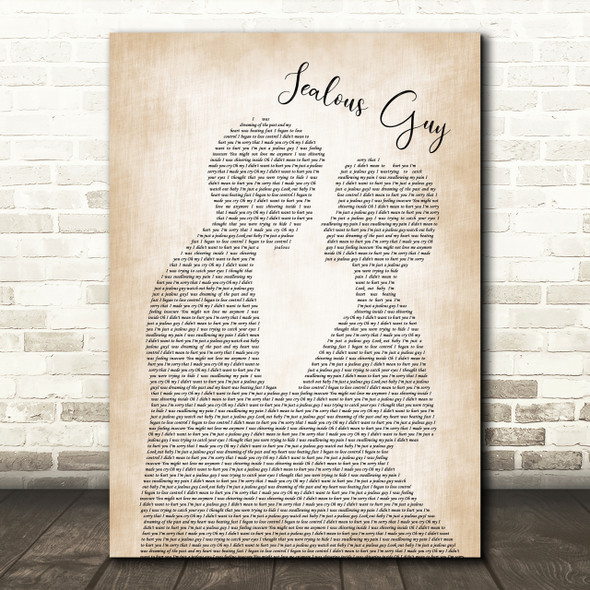John Lennon Jealous Guy Song Lyric Man Lady Bride Groom Wedding Print