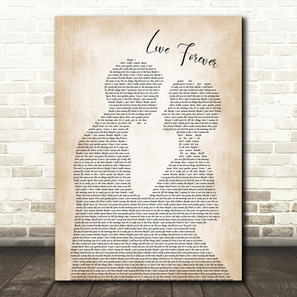 Oasis Live Forever Song Lyric Man Lady Bride Groom Wedding Print