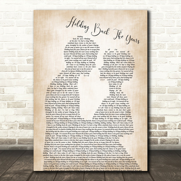 Simply Red Holding Back The Years Man Lady Bride Groom Wedding Song Lyric Quote Print