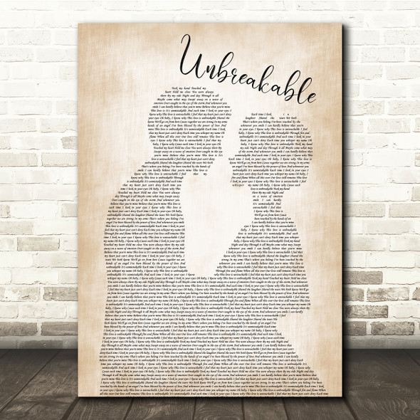 Westlife Unbreakable Man Lady Bride Groom Wedding Song Lyric Quote Print