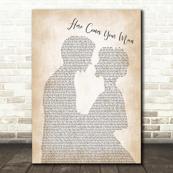 Pixies Here Comes Your Man Man Lady Bride Groom Wedding Song Lyric Quote Print