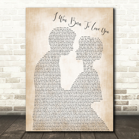 Queen I Was Born To Love You Man Lady Bride Groom Wedding Song Lyric Quote Print