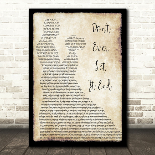 Nickelback Don't Ever Let It End Man Lady Dancing Song Lyric Quote Print