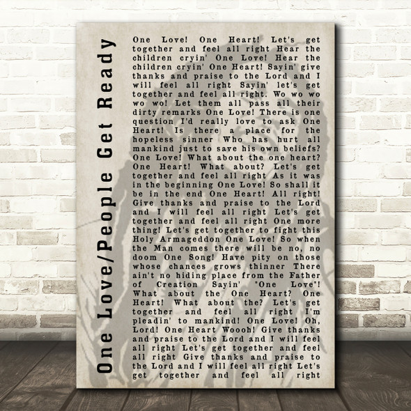 Bob Marley One Love People Get Ready Shadow Song Lyric Quote Print