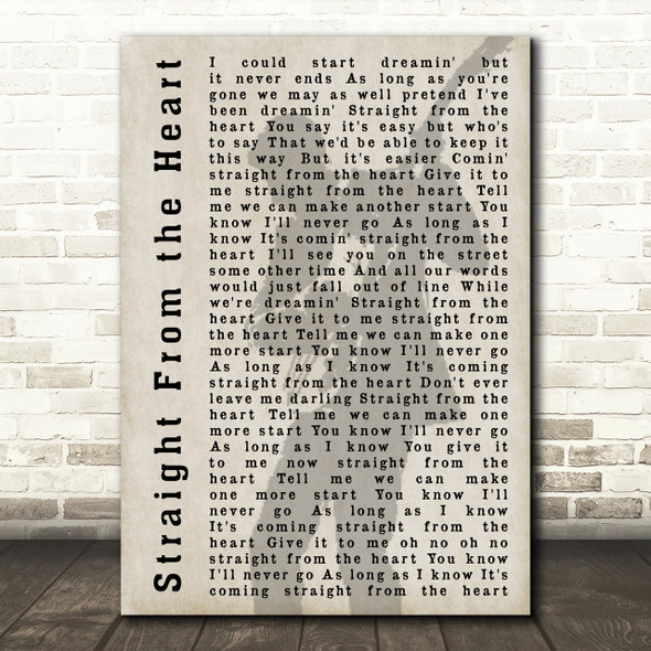 Bryan Adams Straight From the Heart Shadow Song Lyric Quote Print