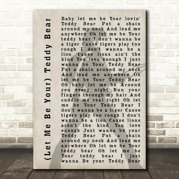 Elvis Presley (Let Me Be Your) Teddy Bear Pose Shadow Song Lyric Quote Print