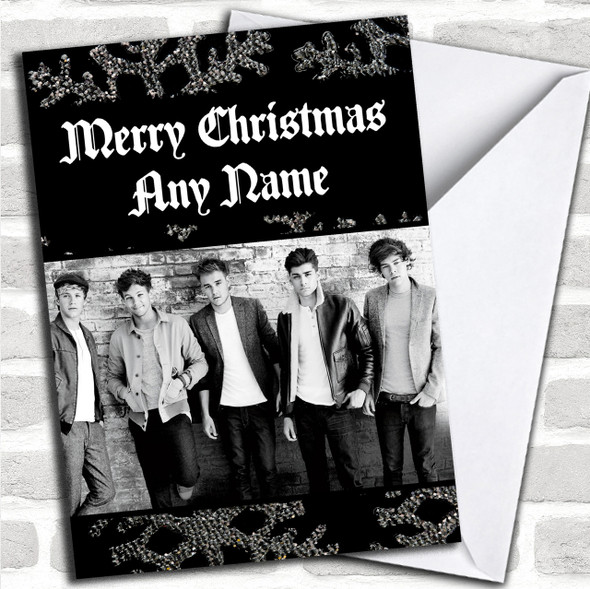 Black And White One Direction Personalized  Christmas Card