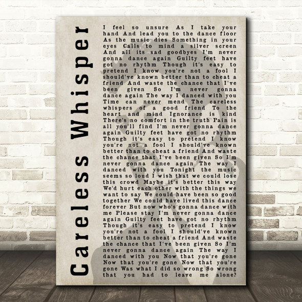 George Michael Careless Whisper Shadow Song Lyric Quote Print