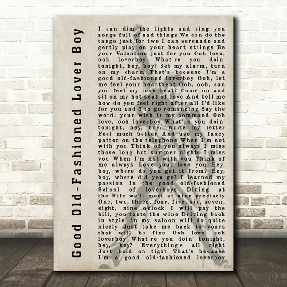 Queen Good Old-Fashioned Lover Boy Freddie Mercury Silhouette Song Lyric Print