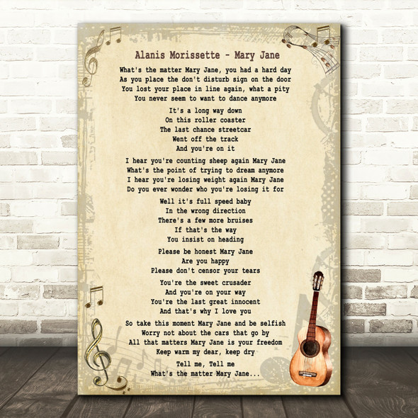 Alanis Morissette Mary Jane Song Lyric Quote Print