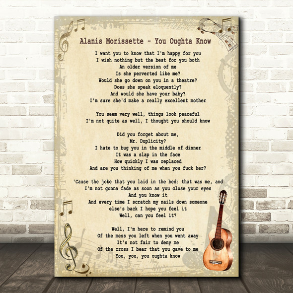 Alanis Morissette You Oughta Know Song Lyric Quote Print