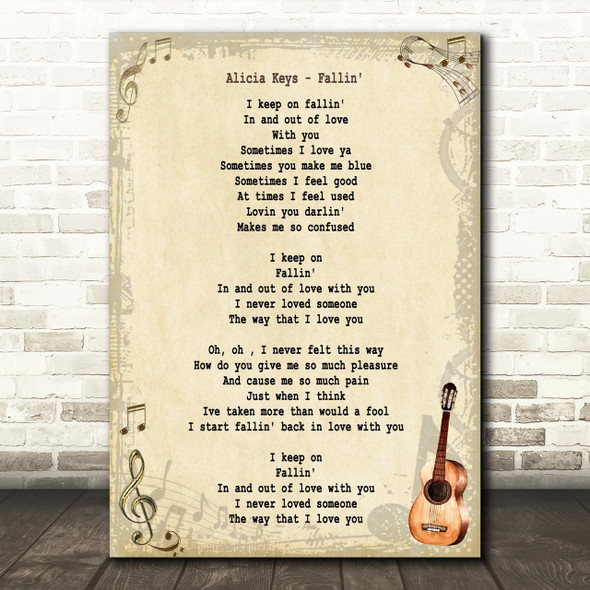 Alicia Keys Fallin' Song Lyric Quote Print